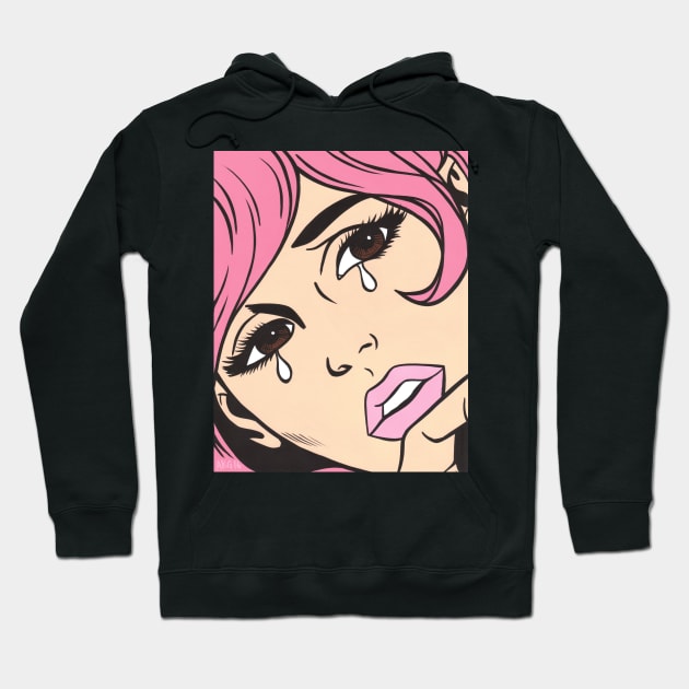 Pastel Pink Sad Girl Hoodie by turddemon